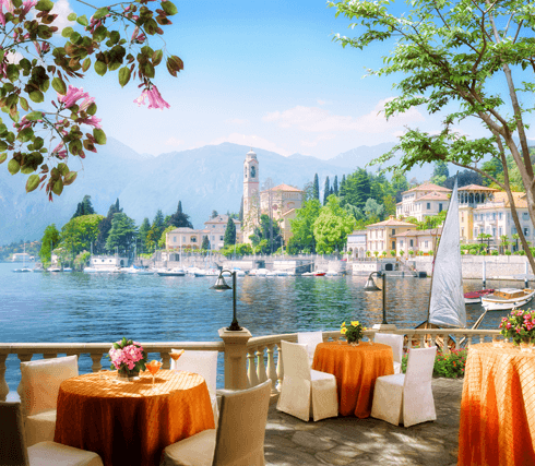 Poster xxl: Terrasse avec vue sur un lac