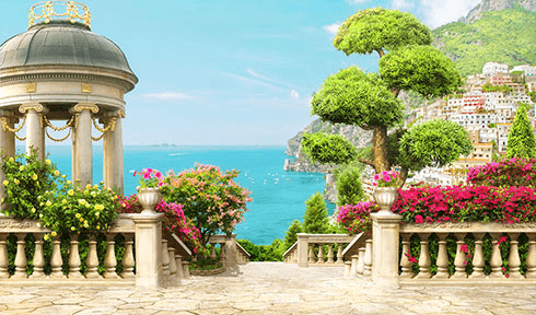 Poster xxl: Jardin avec vue sur la mer