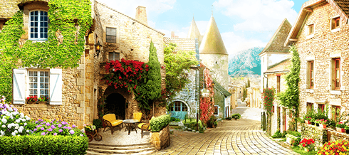 Poster xxl: Rue du village avec du charme