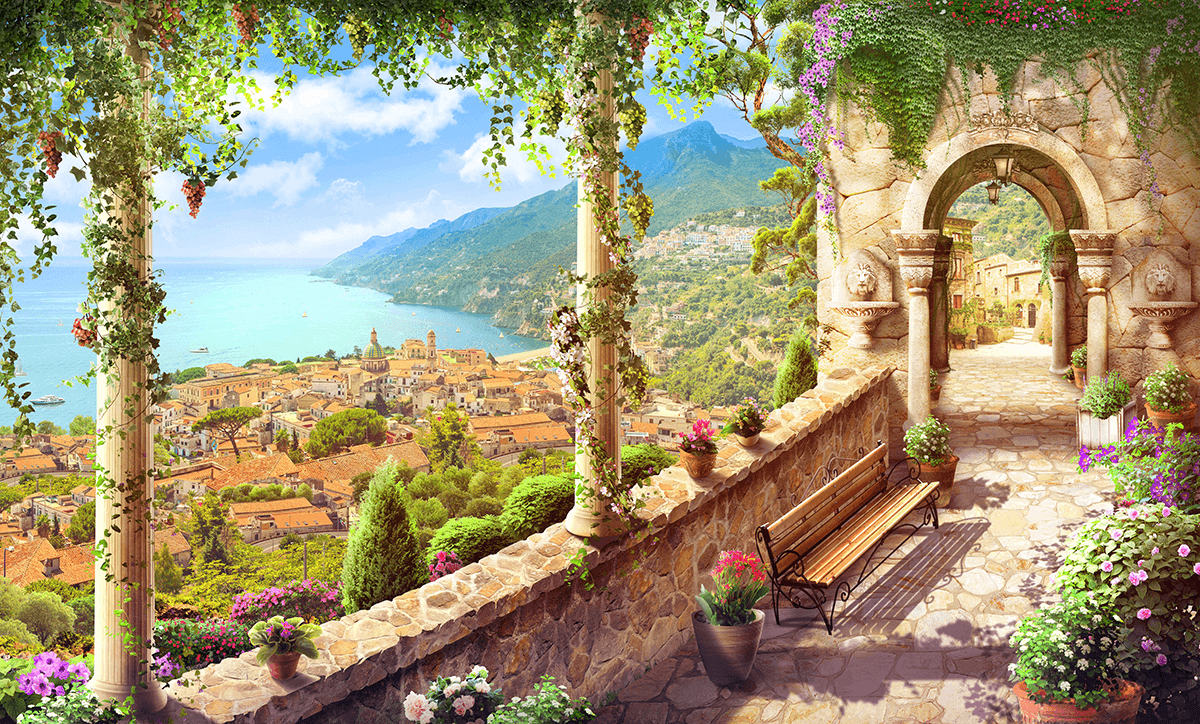 Poster xxl: Point de vue ville côtière