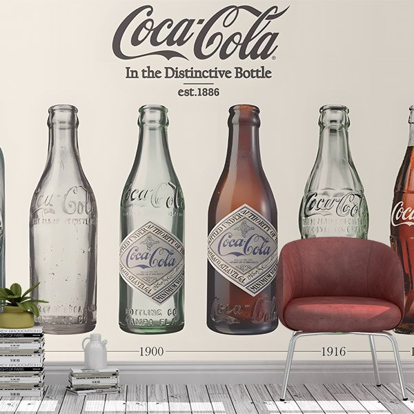 Poster xxl: Évolution des bouteilles de Coca Cola 0