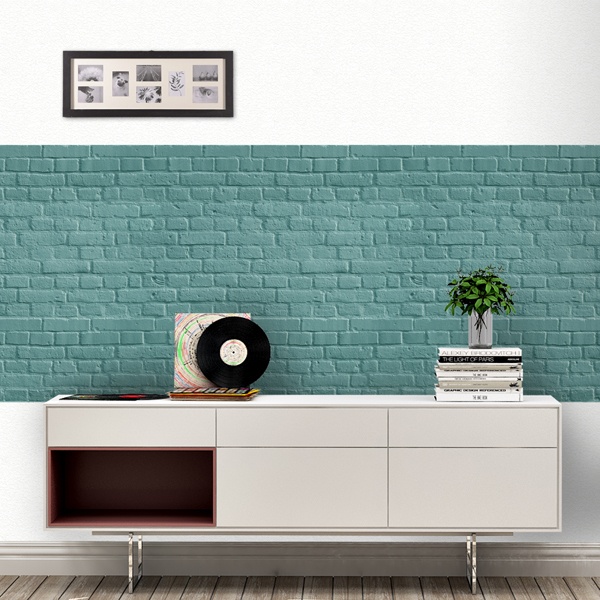 Poster xxl: Texture brique turquoise 0