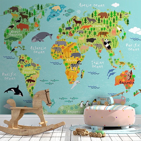 Poster xxl: Carte du monde des enfants et des continents