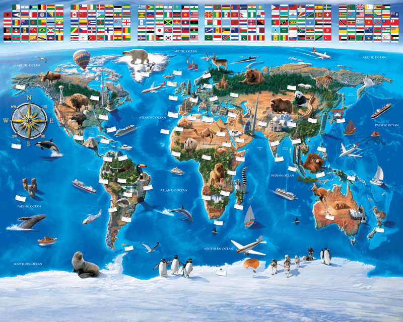 Poster xxl: Carte du monde pour les enfants