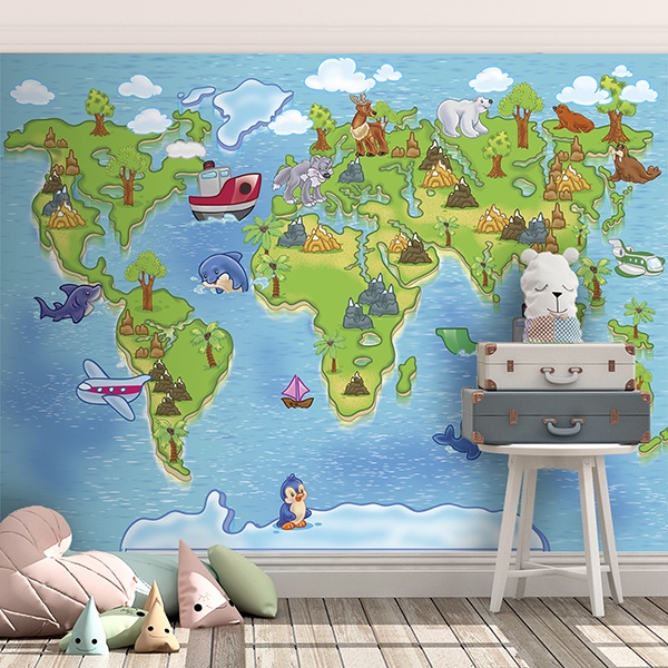 Poster xxl: Carte du monde des animaux 0