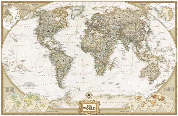Papier peint vinyle: Carte du monde politique