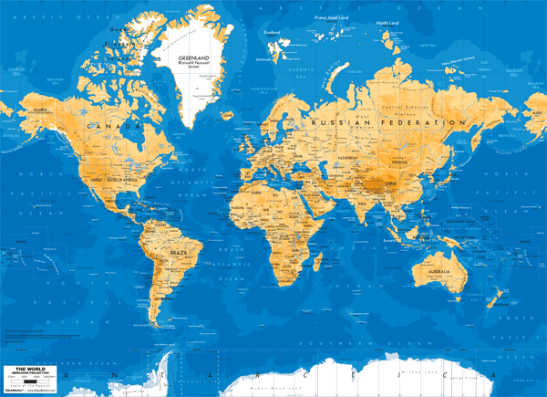 Poster xxl: Mappemonde ton aride