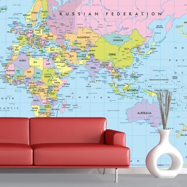 Papier peint vinyle: Carte du Monde 1