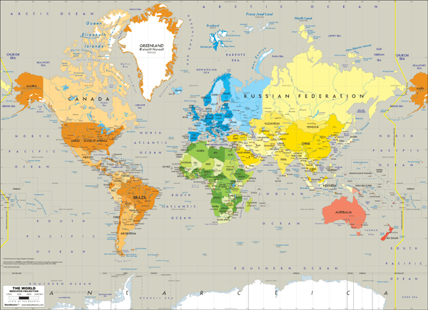 Poster xxl: Muraux Carte du monde politique Continents