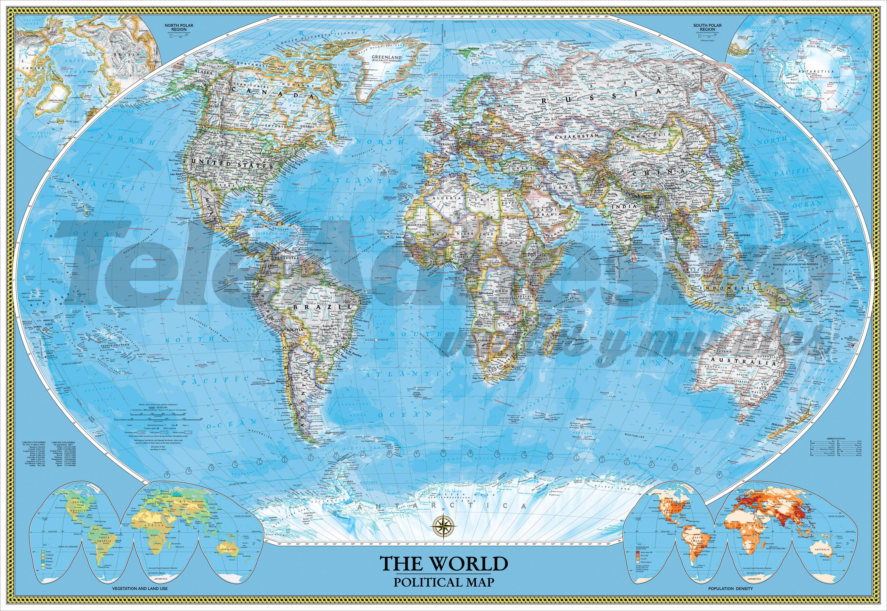 Poster xxl: Carte du monde politique mondiale
