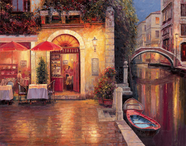 Poster xxl: Café le soir après la pluie, Haixia Liu