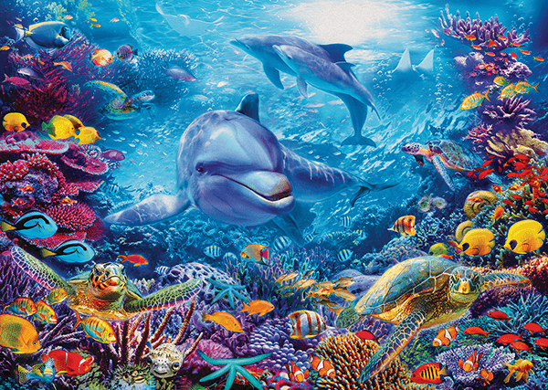 Poster xxl: Dauphins sous la mer