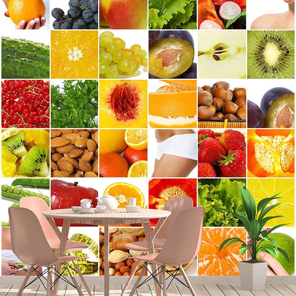Poster xxl: Collage aus Früchten und Lebensmitteln 0