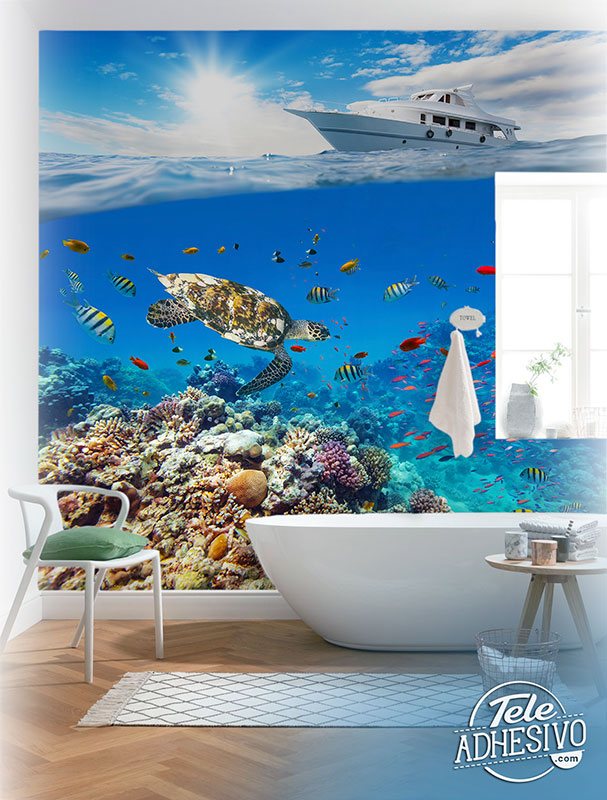 Poster xxl: Yacht naviguant sur coraux