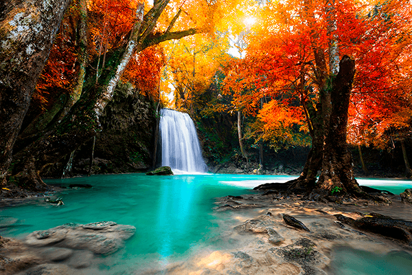 Poster xxl: Chute d'eau profonde en automne