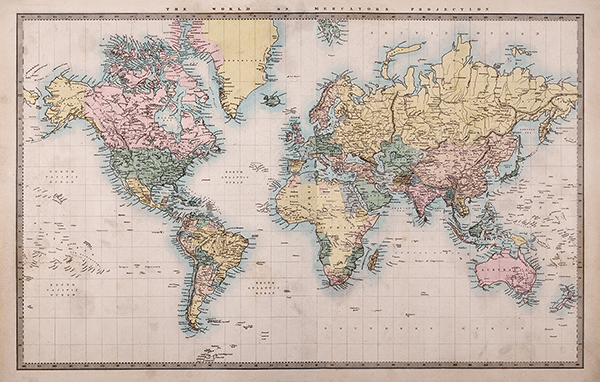 Poster xxl: Carte du monde rustique