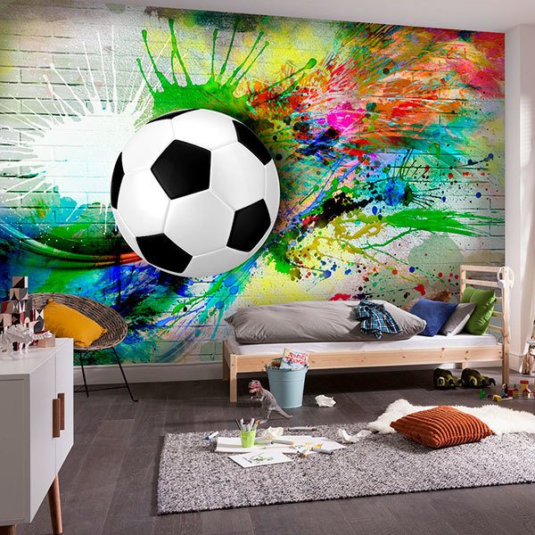 Sticker mural PSG avec nom personnalisé Ballon de football et