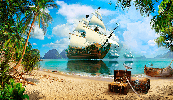 Poster xxl: Navire pirate à la recherche d'un trésor