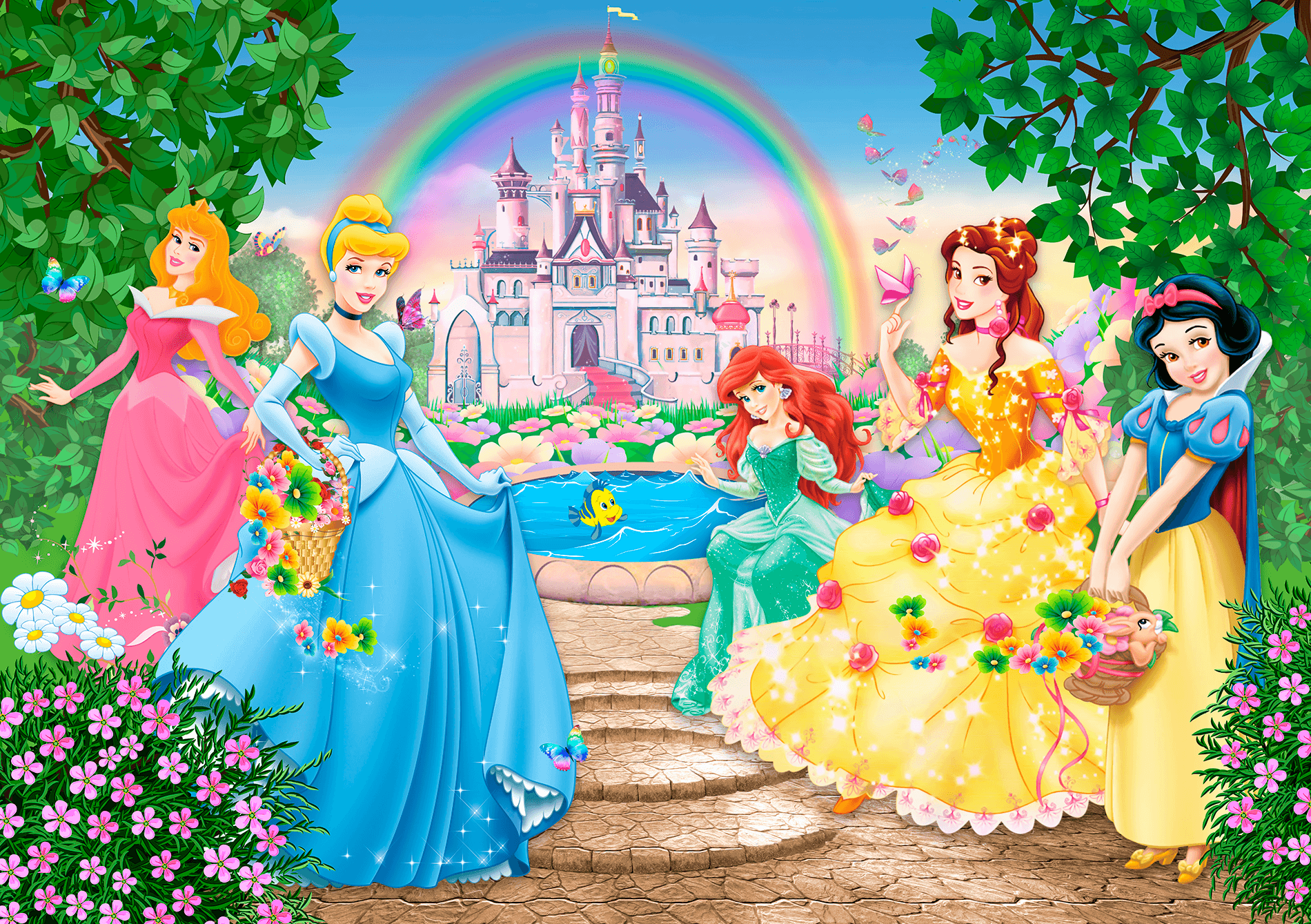 Poster xxl: Princesses et château Disney