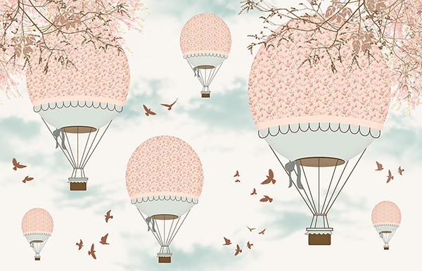 Poster xxl: Ballons roses dans le ciel