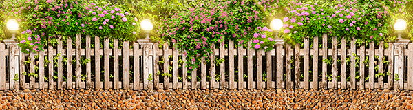 Poster xxl: Mur avec des lumières et des fleurs