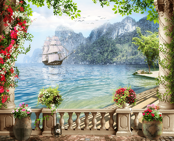 Poster xxl: Galion naviguant dans les fjords