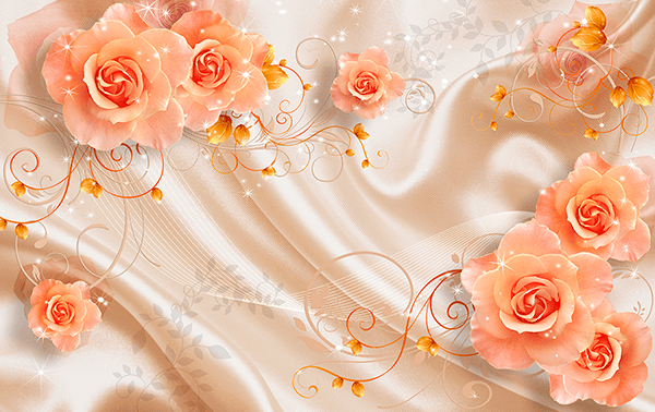 Poster xxl: Roses parmi les soies