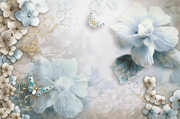Poster xxl: Diamant fleurs et papillons