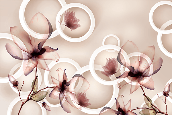 Poster xxl: Fleurs, anneaux et papillons