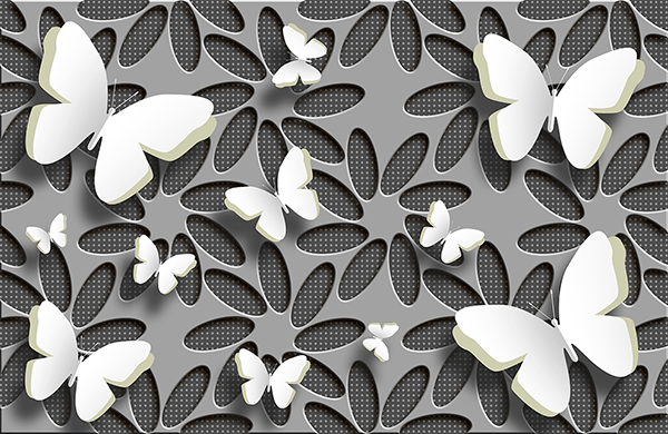 Poster xxl: Collage fleurs et papillons