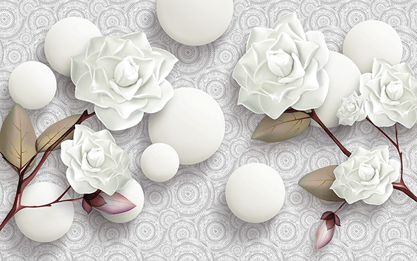 Poster xxl: Roses et pierres blanches
