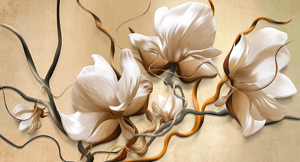 Poster xxl: Peinture fleur marron