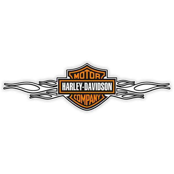Autocollants: Harley Davidson flammes blanches