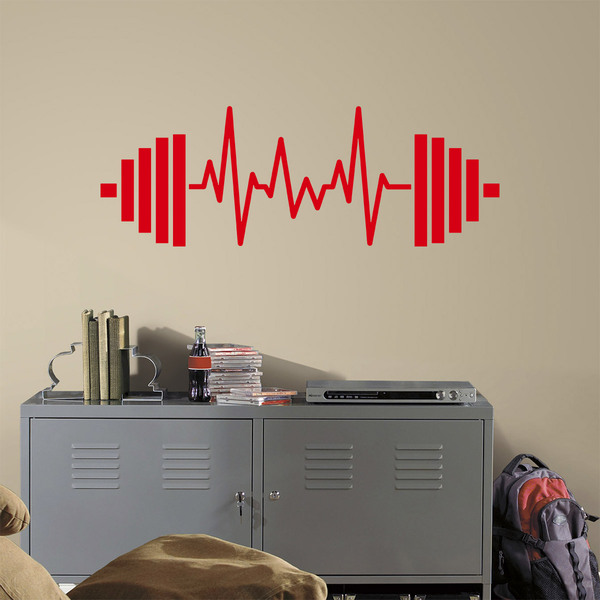 Stickers muraux: Électrocardiogramme Haltères Salle de sport