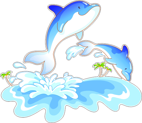 Stickers pour enfants: Dauphins et vagues