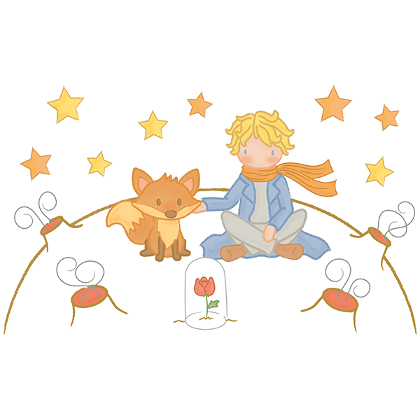 Stickers pour enfants: Enfant assis avec votre animal de compagnie