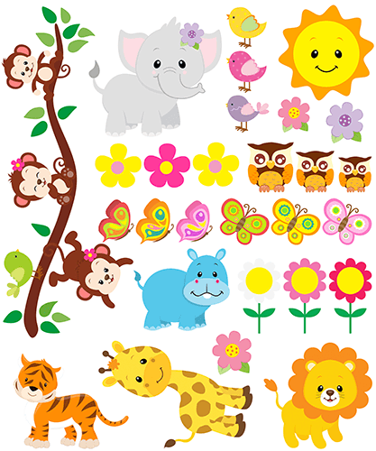 Stickers pour enfants: Kit animaux de la jungle