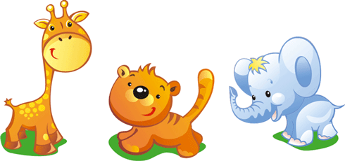 Stickers pour enfants: Kit girafe, tigre et éléphant