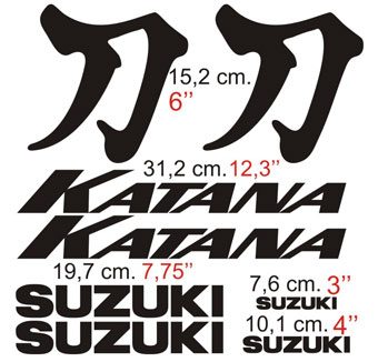 Autocollants: Suzuki Katana avec lettre japonaise