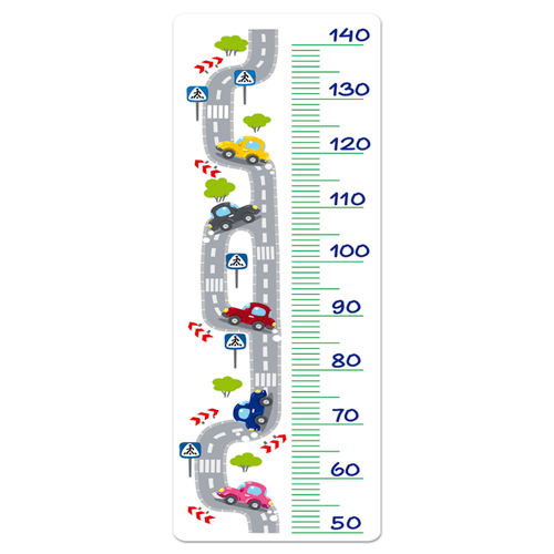 Stickers pour enfants: Toise Murale route et voitures