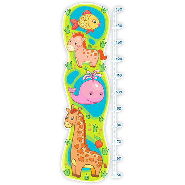 Stickers pour enfants: Toise Murale Animaux atteints