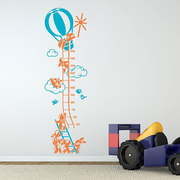 Stickers pour enfants: Toise Murale Lapins sur le ballon