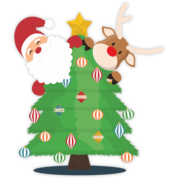 Stickers muraux: Père Noël et Rudolf dans l