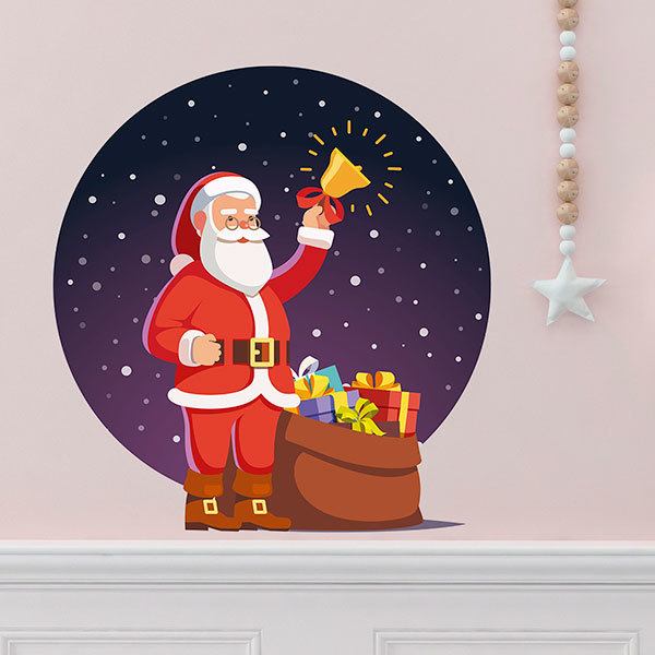 Stickers muraux: Le Père Noël apporte Noël