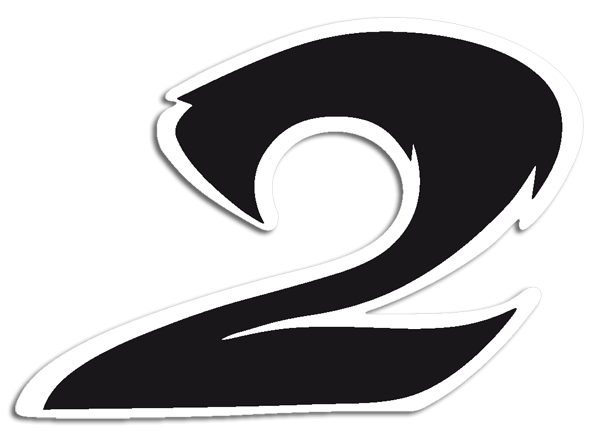 Autocollants: Numéro de course 2 noir et blanc