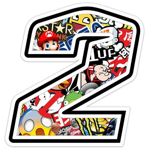 Autocollants: Numéro de course 2 Stickerbomb