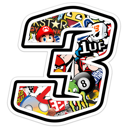 Autocollants: Numéro de course 3 Stickerbomb