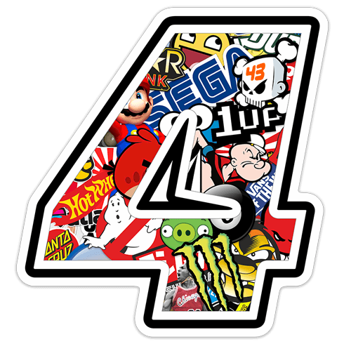 Autocollants: Numéro de course 4 Stickerbomb