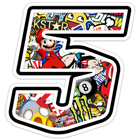Autocollants: Numéro de course 5 Stickerbomb