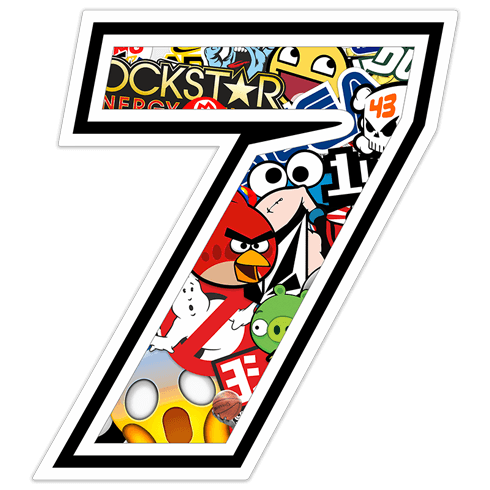 Autocollants: Numéro de course 7 Stickerbomb